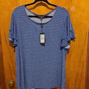 Plus Size Adrianna Papell Blue Short Sleeve Top Size 3X NWT
